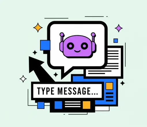 Chatbot AI – inteligentny asystent online Ilustracja chatbota AI – nowoczesna komunikacja i automatyczne odpowiedzi